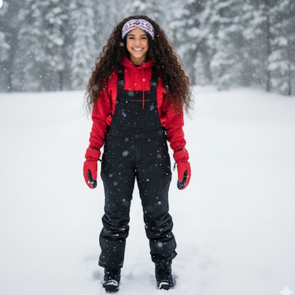 Justice Black Snow Suit Overalls- Size 10P Like New - Picture 1 of 7